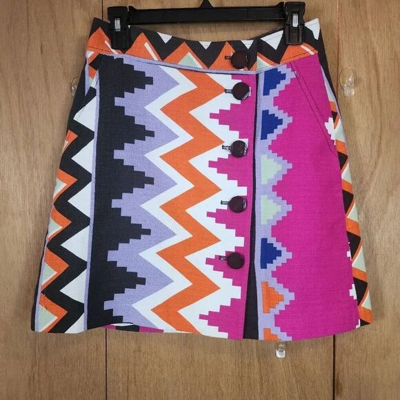 Tibi Dresses & Skirts - tibi New York Geometric Tribal Print Biotin Down Front Skirt Size 6